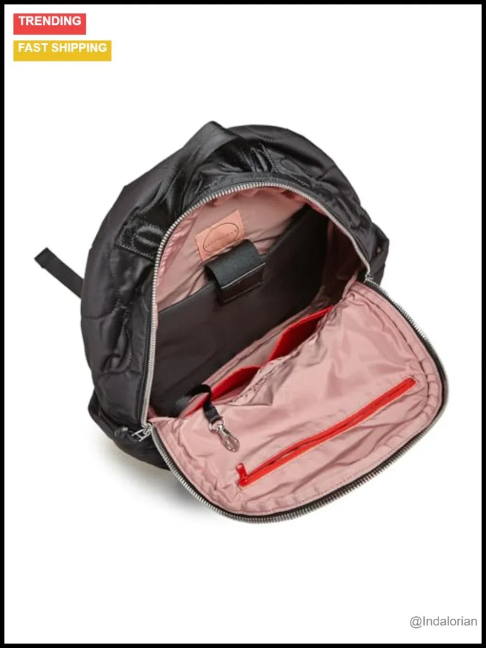 Quilted Nylon Travel Backpack with Laptop Compartment